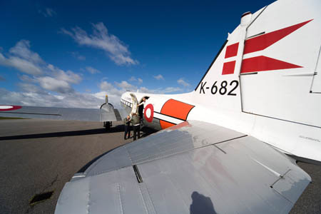 DC-3�en er landet i Tirstrup