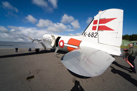 DC-3�en er landet i Tirstrup
