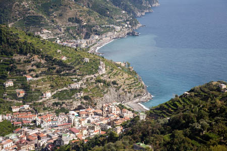 Ravello - udsigt til Minori og Maiori